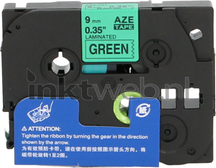 Huismerk Brother TZE-721 zwart op groen breedte 9 mm