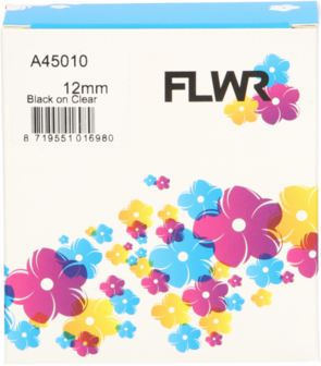 FLWR Dymo 45010 zwart op transparant breedte 12 mm