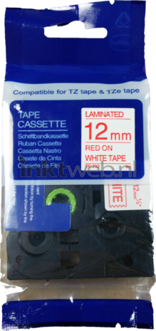 Huismerk Brother TZE-232 rood op wit breedte 12 mm